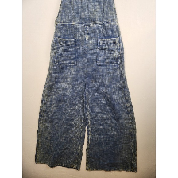 Zenana Women's Medium Washed Hazel Blue Wide Leg Overall Size S - Picture 2 of 7